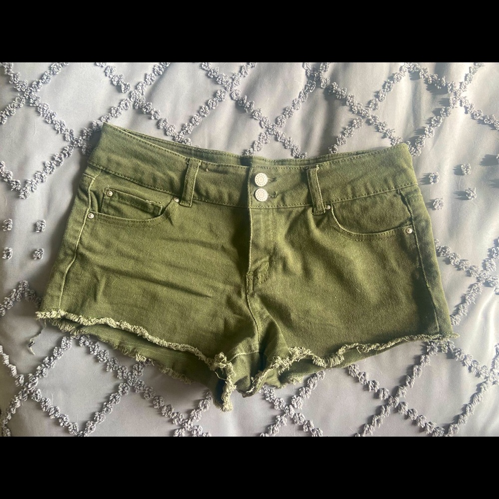 Army Green Denim Shorts